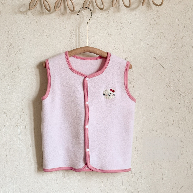 Laste vest – Korea stiilis kardigan, karikatuuri peamotiiv, paks Coral Fleece polüestri voodriga, 3–8 aastat, sügis-talv, kapuutsita, ühe rea nööpidega