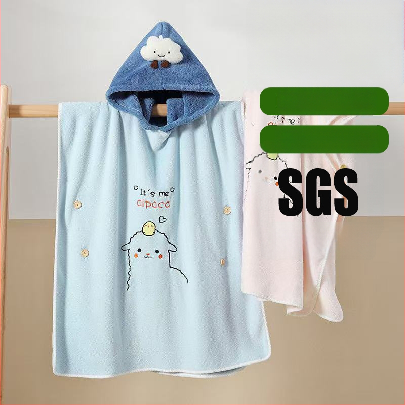 Bērnu kapuces vannas dvielis ar karikatūru dizainu, korāla fleece materiāls, 260 g, logotipa drukāšana pieejama