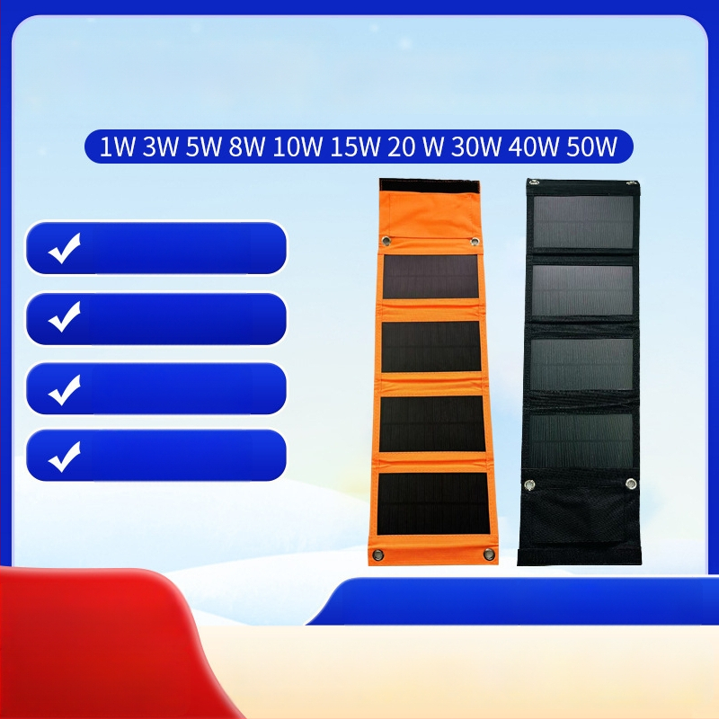 10W nešiojamas sulankstomos saulės skydelis, 4 dalių konstrukcija, lauko kempingo maitinimo šaltinis su USB įkrovimu