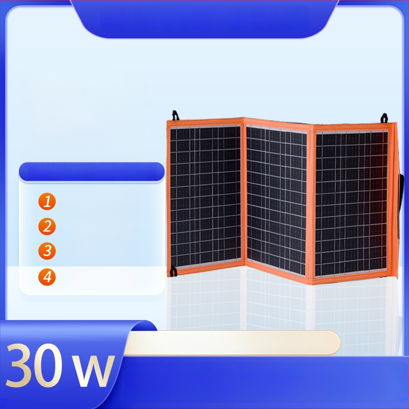 Monokristālisks 30W saules salokāma uzlādes soma, 18V, div USB porti, ūdensizturīga, ārējai lietošanai