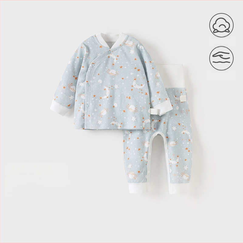 Vaikų medvilninis dviejų dalių apatinių komplektas, apvali kaklo linija, 100% medvilnė, skirtas 1–3 metų vaikams (80–100 cm), pavasaris–ruduo