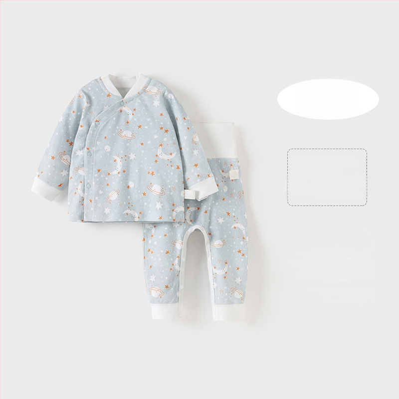 Vaikų medvilninis dviejų dalių apatinių komplektas, apvali kaklo linija, 100% medvilnė, skirtas 1–3 metų vaikams (80–100 cm), pavasaris–ruduo