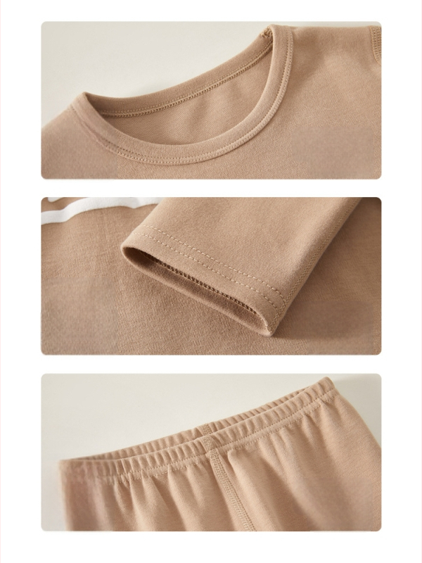 Vaikų šiltas pižamų komplektas, 100% medvilnė, unisex, amžiaus grupė 1-3 metai, ruduo