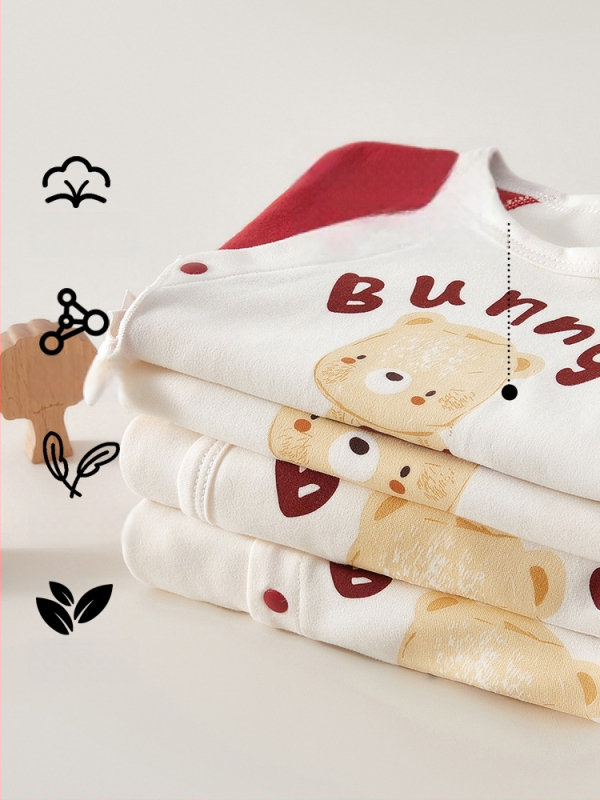 Naujagimio medvilnės ilgomis rankovėmis topas su apvaliu kaklu, 100% medvilnė, švelniai apdorotas audinys