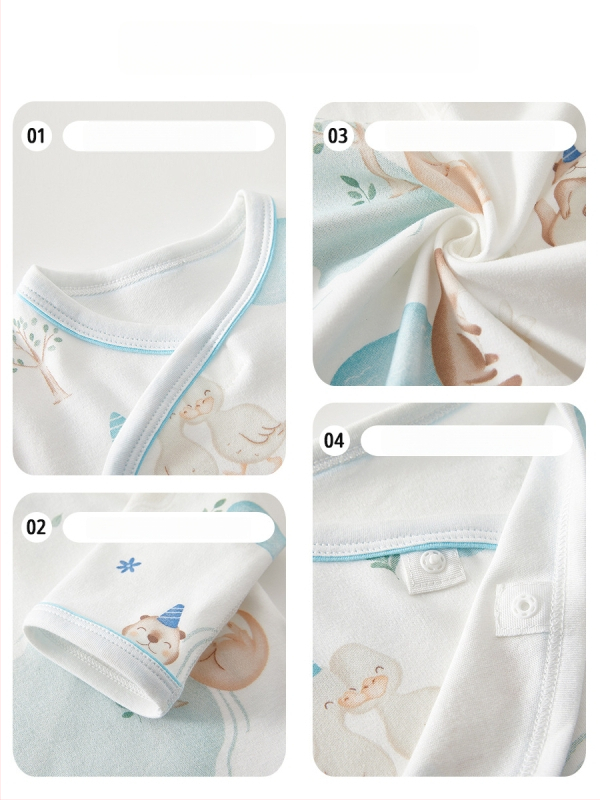 Naujagimio pusės nugaros dizaino medvilninis topas, 100% medvilnė, apvali kakla, pavasaris–ruduo, 0–12 mėnesių