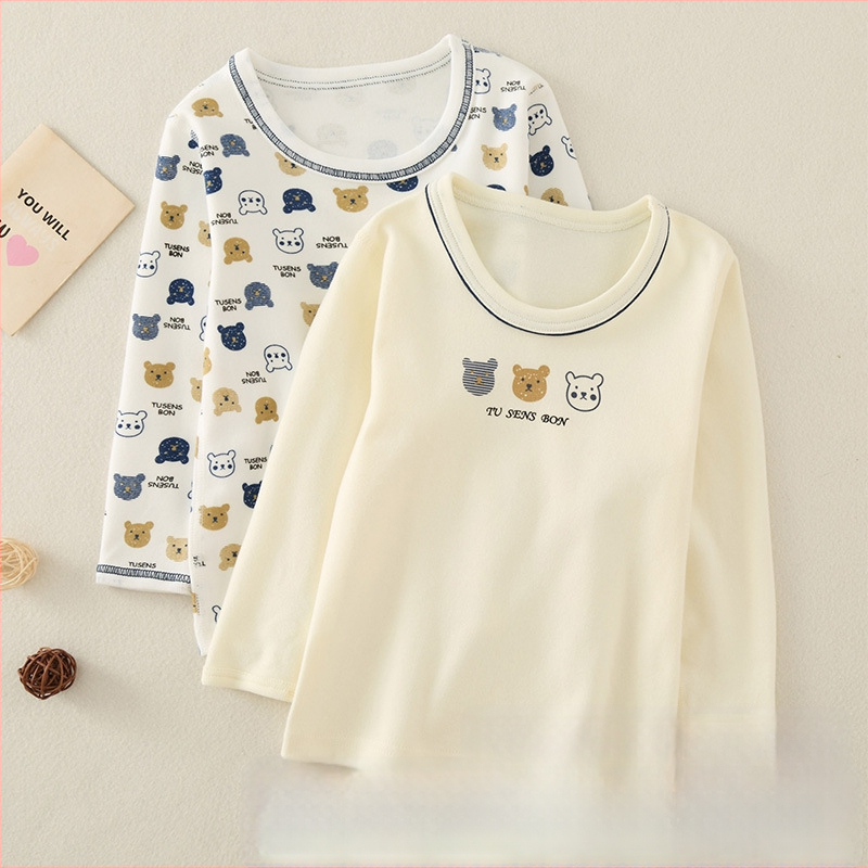 Berniukų ilgomis rankovėmis marškinėliai su meškos animaciniu motyvu, 95% medvilnė, apvalus kaklas, amžius 3–8 metai (100–140 cm)