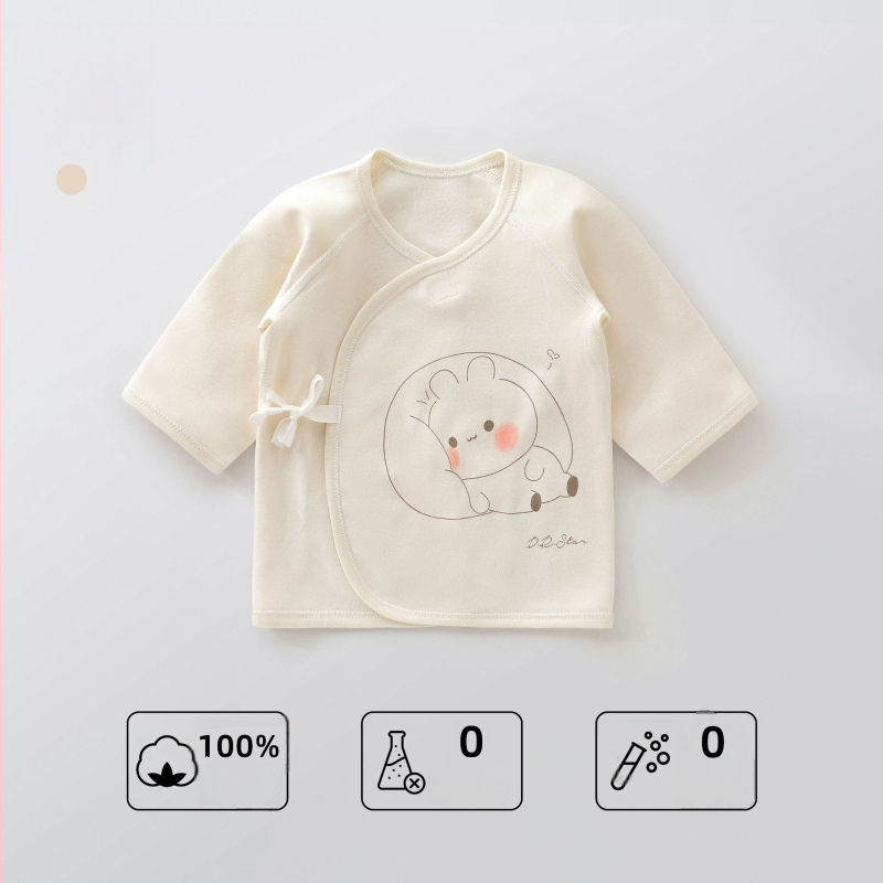 Naujagimio medvilnės marškinėliai su apvaliu kaklu - 100% medvilnė, šlifuotas audinys, keturi sezonai, be gobtuvo, tinkami naujagimiams