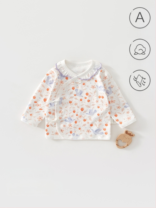 Naujagimio medvilninis topas su apvalia kakle, be gobtuvo, 100% medvilnė, Saugos klasė A, amžius 0–12 mėnesių, švelnus apdailos