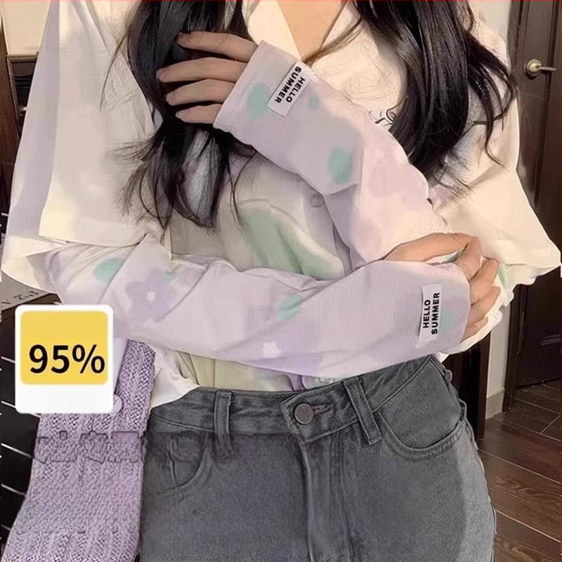 Manșete UV-protectoare din mătase de gheață pentru ciclism și condus, lungi, respirabile, de vară