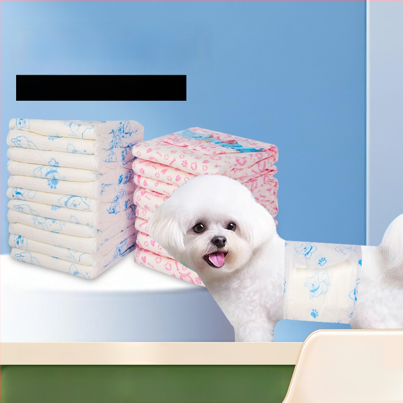 Šunų vienkartinės kelnaitės – pratekėjimo prevencija, universali tinka, animacinio stiliaus, medžiaga: nepluoštinė medžiaga + PE plėvelė