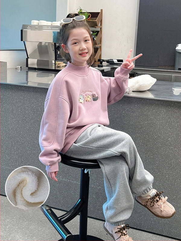 Laste paksu kootud pullover-sweatshirt, korea stiilis, kõrge kaelus, pikad varrukad