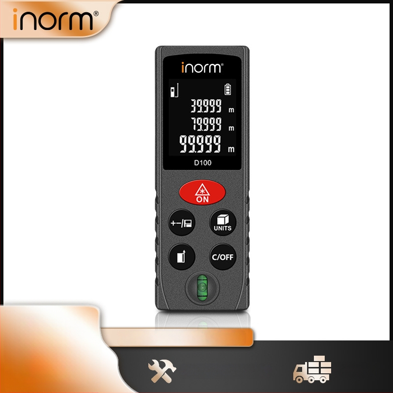 Inorm Nešiojamas lazerinio atstumo matuoklis, diapazonas 0,05–100 m, raiška 1 mm, tikslumas ±2 mm, IP54 apsauga