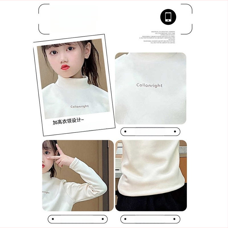 Vaikiškas topas su fliso pamušalu, aukštas kaklas, 95% poliesteris, Korėjų stiliaus atspaudas, 3–8 metų amžius