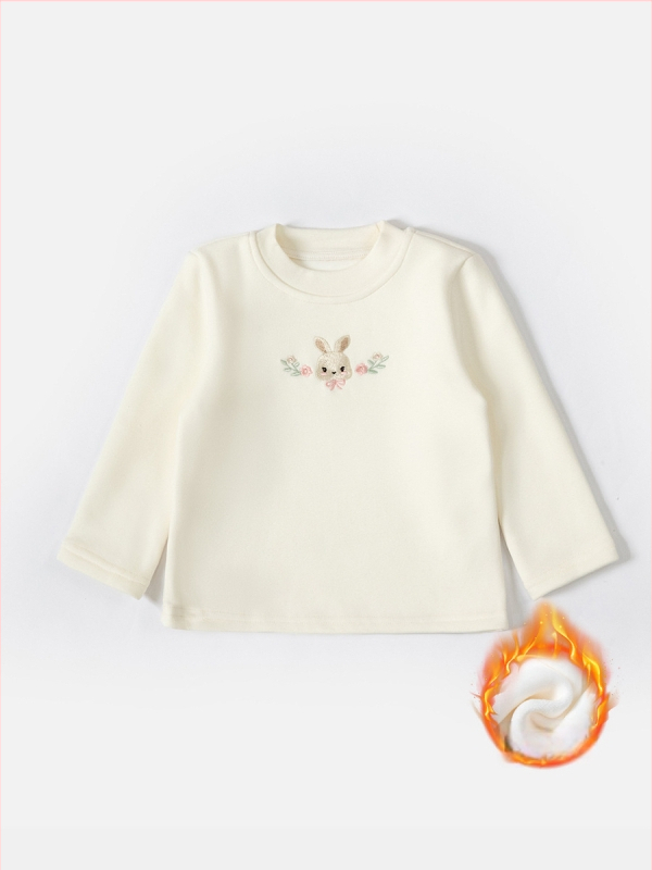 Mergaitei su fliso pamušalu storas apvalios kaklo slim-fit marškinėliai su ilgomis rankovėmis, 92,8% poliesterio, žiemai ir rudeniui