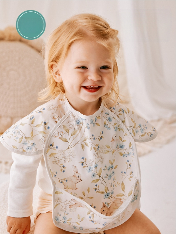 Vaikų valgymo apsiaustas su ilgomis rankovėmis – animacinis raštas, atsparus vandeniui, dėmių atsparumas, tinkamas naujagimiams 0–1 m