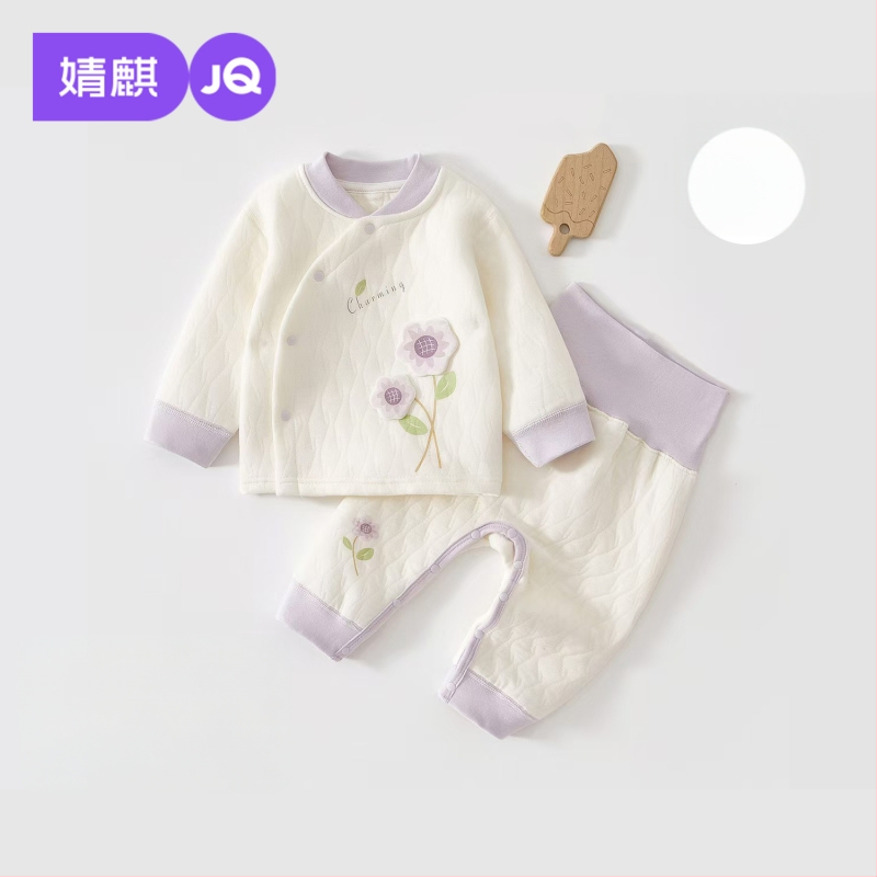 Kaks tükki beebide puuvillast komplekt: pikkade varrukatega top ja pikkade pükside komplekt, karikatuurimuster, vastsündinutele 0–12 kuud, paks materjal sügistalve kevadeks