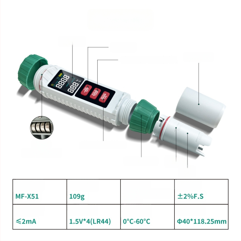 Nešiojamas vandens kokybės analizatorius 5-in-1: pH, EC, TDS, druskos koncentracija ir temperatūra (Model MF-X51)