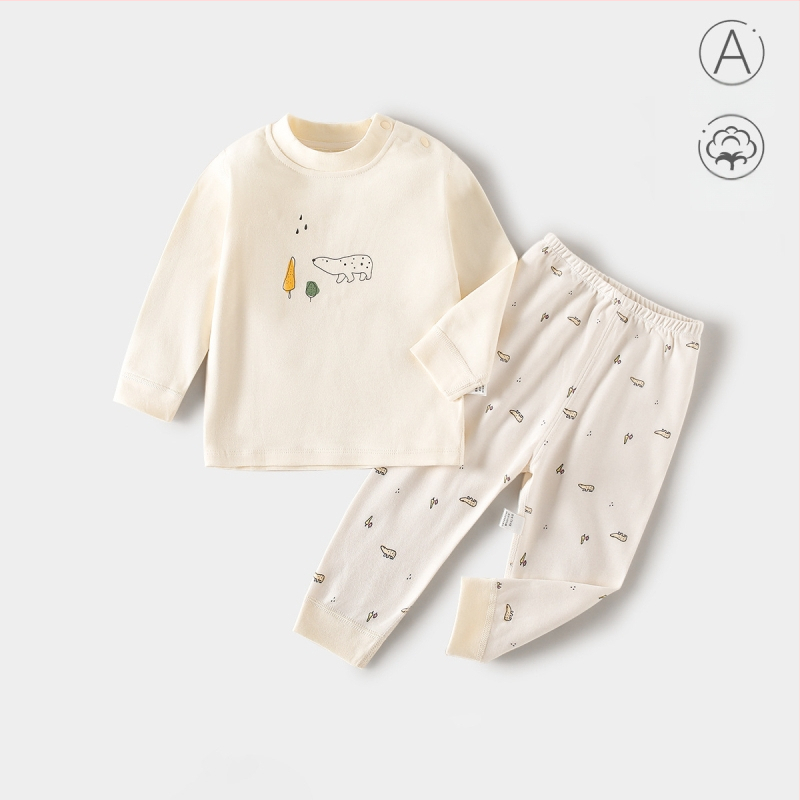 Kūdikių medvilnės apatinių komplektas (viršus ir kelnaitės), 100% medvilnė, antibakterinis, unisex, naujagimiams