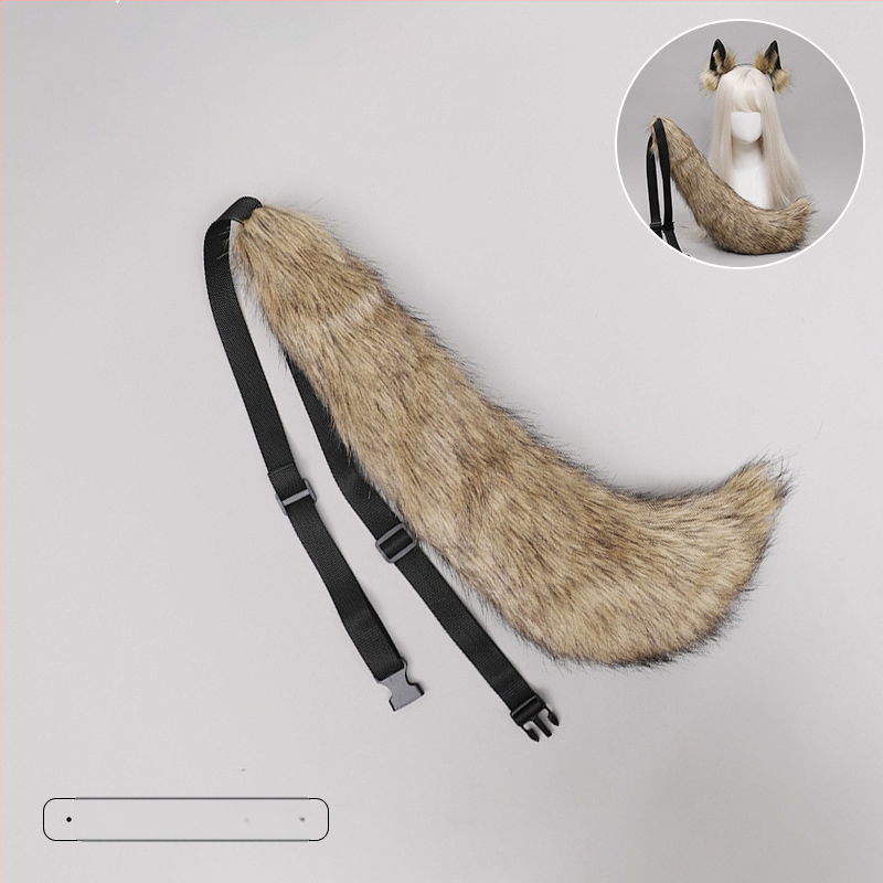 Bandă pentru cap din pluș cu urechi de bestie, lucrată manual, design cartoon lup, unisex