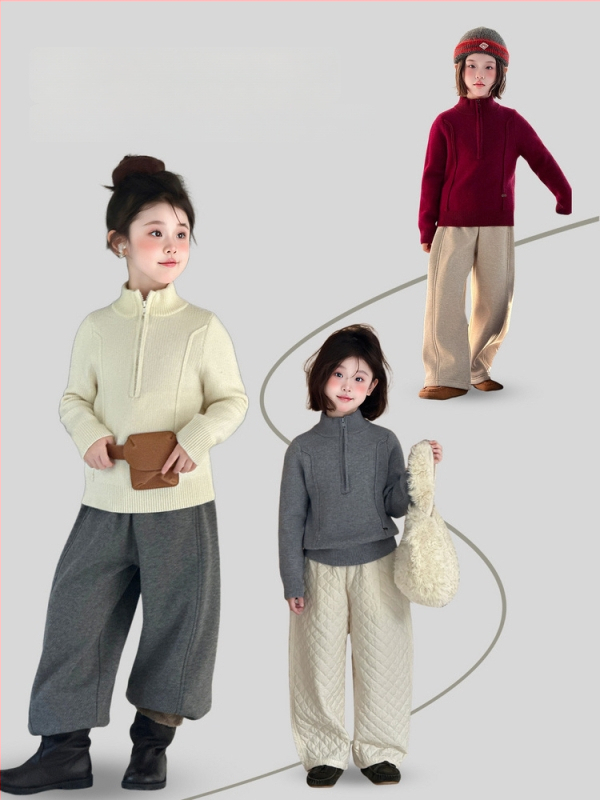 Vaikų megztinis Korėjiečių stiliaus, Nailonas/Poliamidas, Megztinis per galvą, Apvalus kaklo iškirpimas