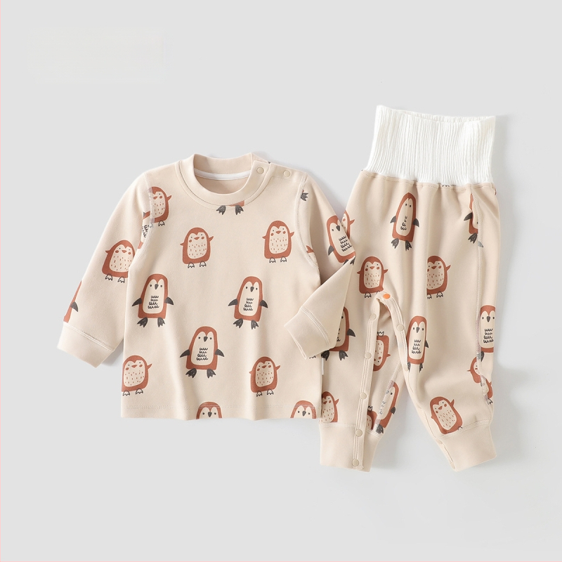 Laste kodu ööriided komplekt kõhu kaitsega, unisex, neli aastaajad, Regenerated Cellulose Fiber materjal, karikatuurmuster