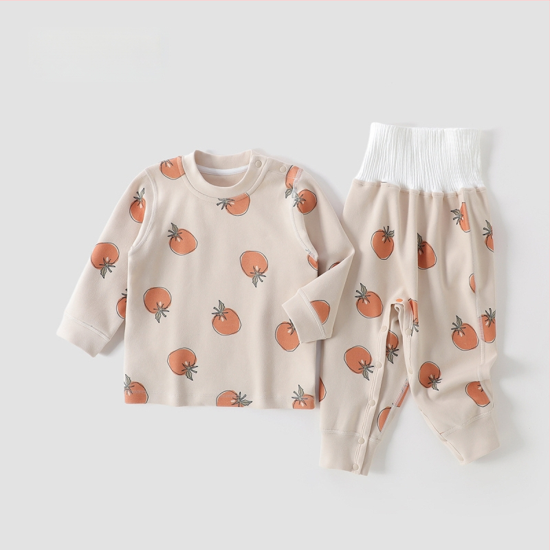 Laste kodu ööriided komplekt kõhu kaitsega, unisex, neli aastaajad, Regenerated Cellulose Fiber materjal, karikatuurmuster