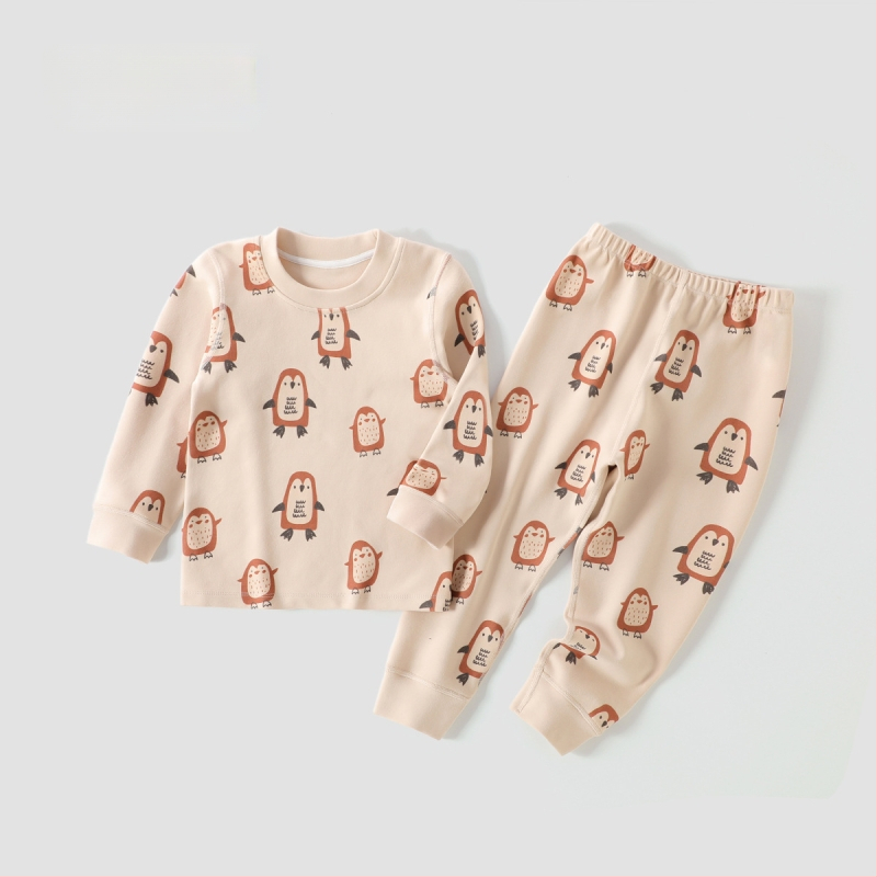 Laste kodu ööriided komplekt kõhu kaitsega, unisex, neli aastaajad, Regenerated Cellulose Fiber materjal, karikatuurmuster