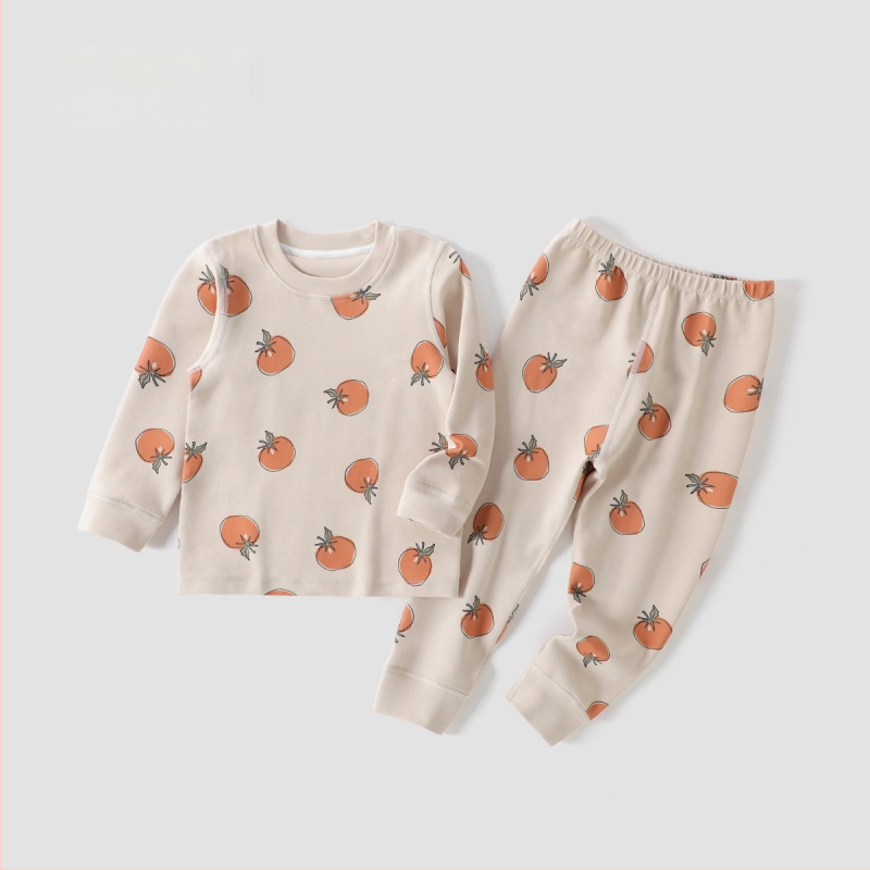 Laste kodu ööriided komplekt kõhu kaitsega, unisex, neli aastaajad, Regenerated Cellulose Fiber materjal, karikatuurmuster