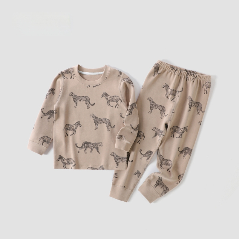 Laste kodu ööriided komplekt kõhu kaitsega, unisex, neli aastaajad, Regenerated Cellulose Fiber materjal, karikatuurmuster