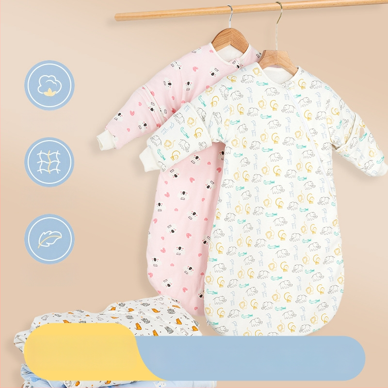 Kūdikių miego maišelis, kokono stiliaus, piešinys – karikatūra, 95% medvilnės audinys ir pamušalas, nuimami rankogaliai, metalinis užtrauktukas