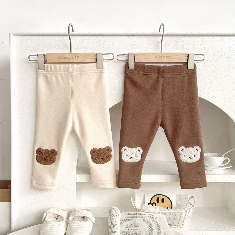 Laste koreal stiilis puuvillased leggingid, 68% puuvill, fleece vooder, talv, keskjoone vöökoht, unisex