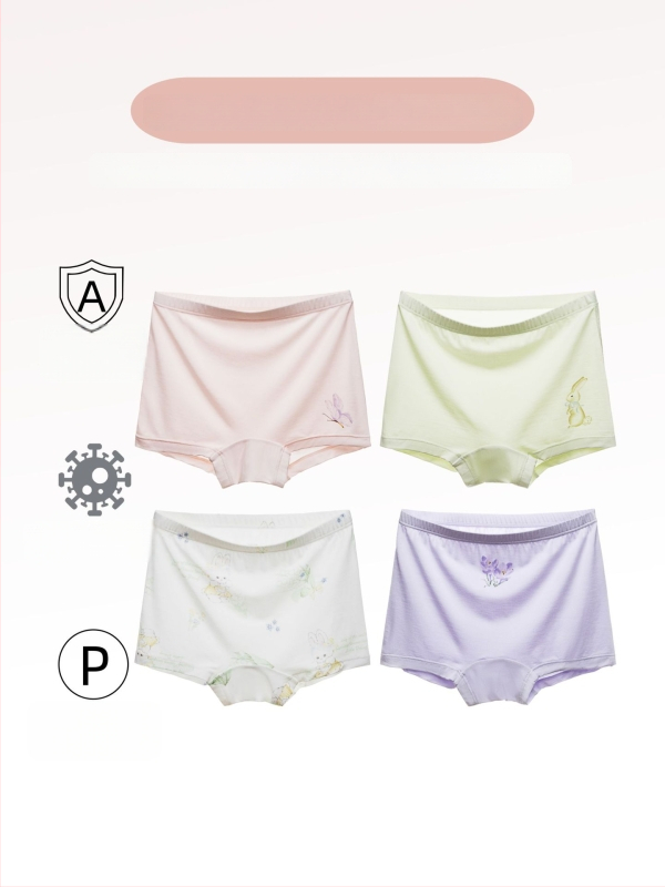 Mergaitėms skirtos antibakterinės apatinės kelnaitės Class A, plonos bokserinės kelnaitės vaikams 3-8 metų, 92,9% regeneruotos celulozės pluošto, Warm Bud