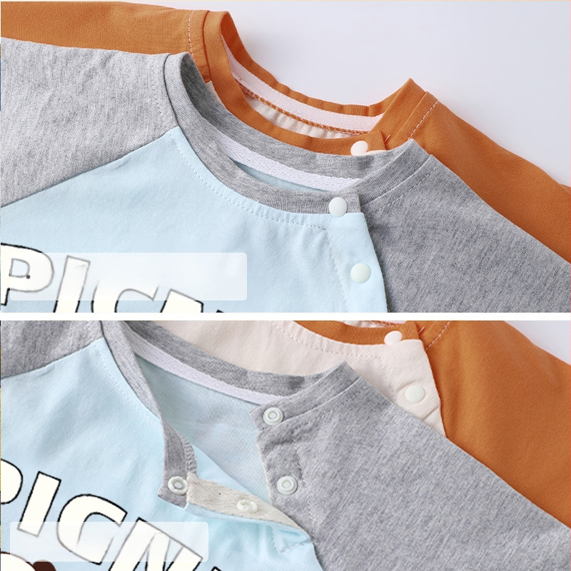 Kūdikio ilgomis rankovėmis marškinėliai iš 100% medvilnės, karikatūrų raštas, skirtas 1–3 metų vaikams, pavasariui ir rudeniui