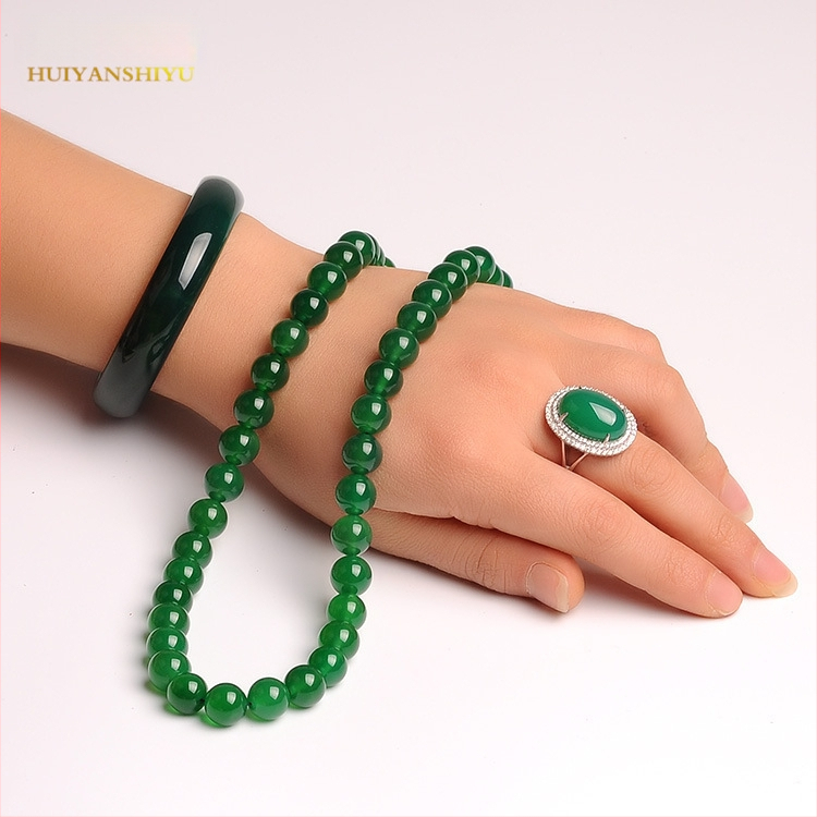 Ahāta apaļu pērlīšu kaklarota, dabisks materiāls, slīpēta, ģeometrisks dizains