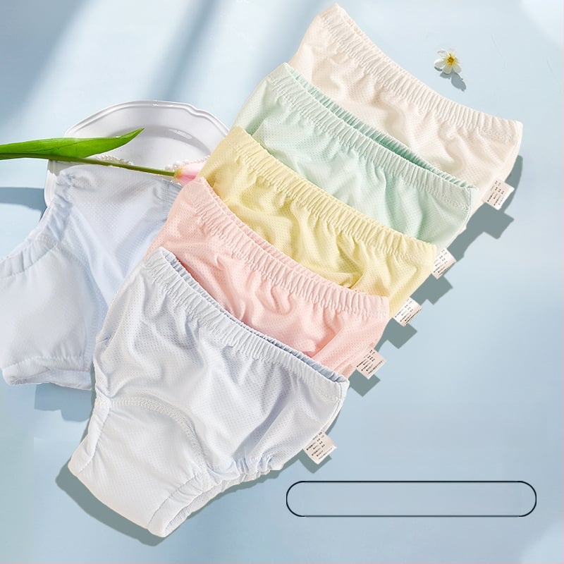 Kūdikio treniruočių kelnių iš Ice Silk audinio, anti-pratekėjimo dizainas, skalbiamos, medvilnės-poliesterio-ice silk, amžius 6–36 mėnesiai