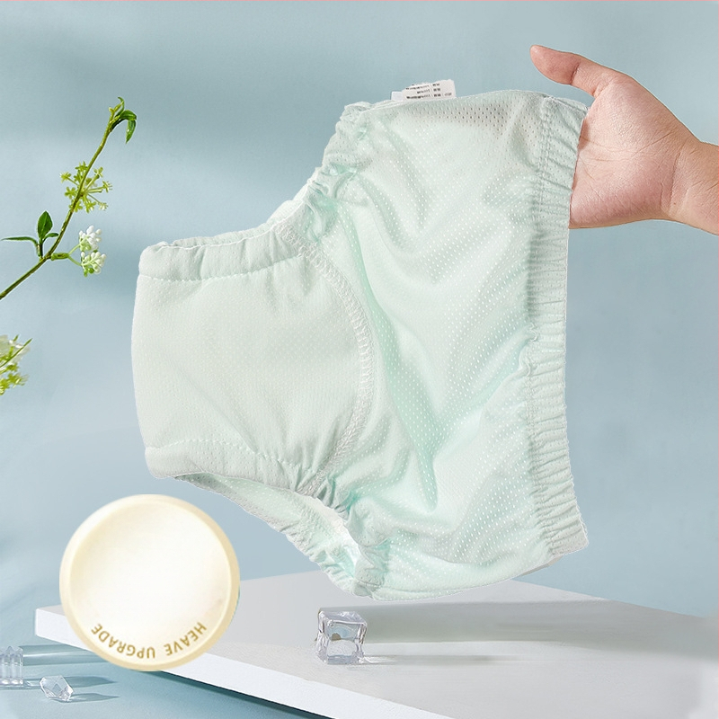 Kūdikio treniruočių kelnių iš Ice Silk audinio, anti-pratekėjimo dizainas, skalbiamos, medvilnės-poliesterio-ice silk, amžius 6–36 mėnesiai