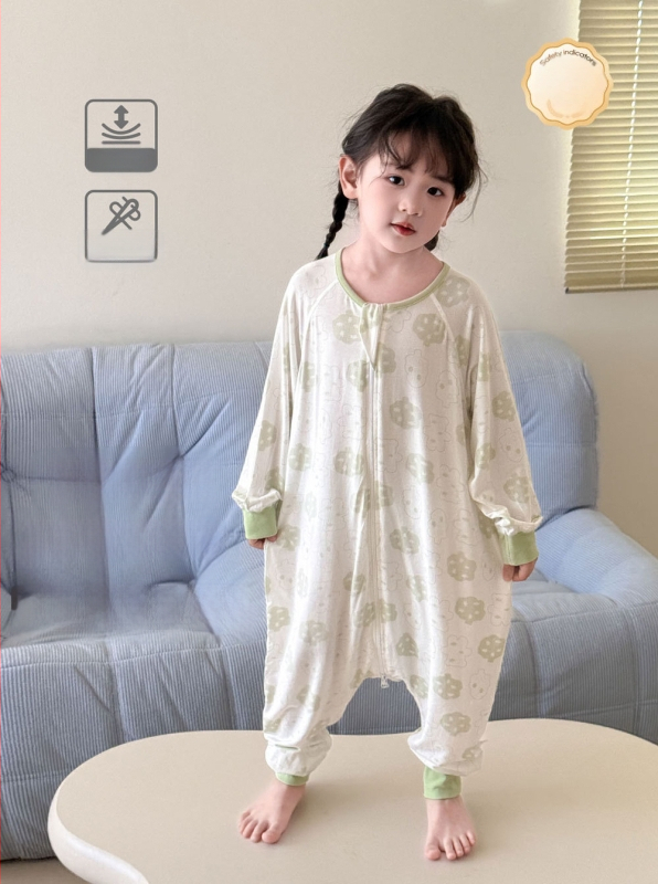 Mo Ximo Vaikų vasaros modaliniai miego drabužiai su atskiromis kojomis, plonas, drėgmės šalinimas, karikatūros raštas