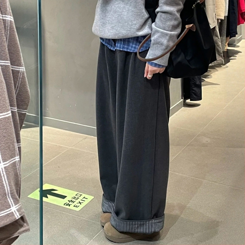 Platus kelnes iš poliesterio, aukštas liemuo, ilgos, laisvo kirpimo, japonų-koreiečių stilius