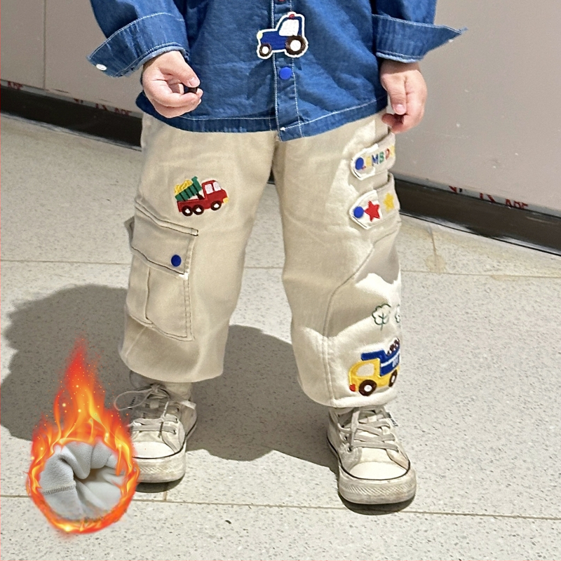 Laste fleece püksid, vaba stiil, 100% puuvill, elastne talje, pikad püksid, 3-8 aastat