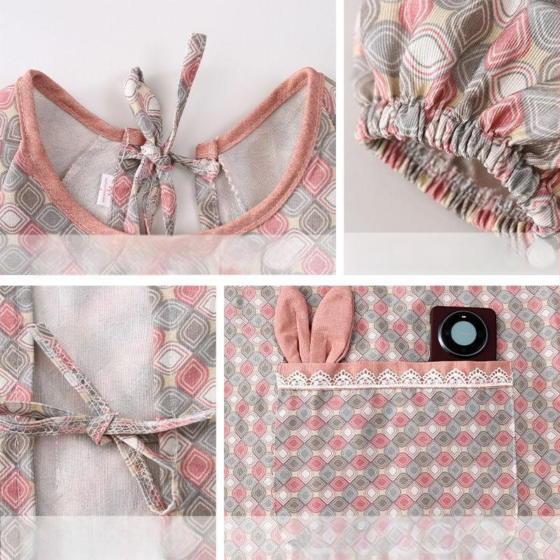 Naistele mõeldud lõuendist esiliin pikkade kätega, plekikindel, vastupidav, köögitööriided