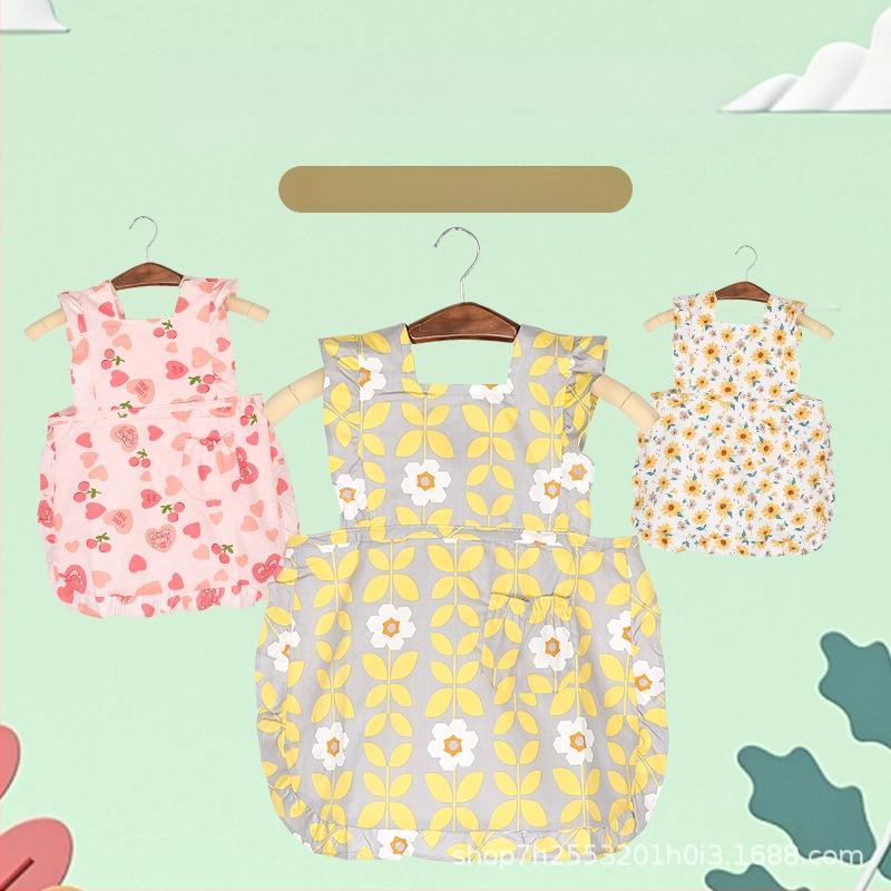 Vaikų dažymo apsiaustas – atsparus vandeniui, gėlių raštas, audinys: 100% medvilnė (>95%), saugos klasė A