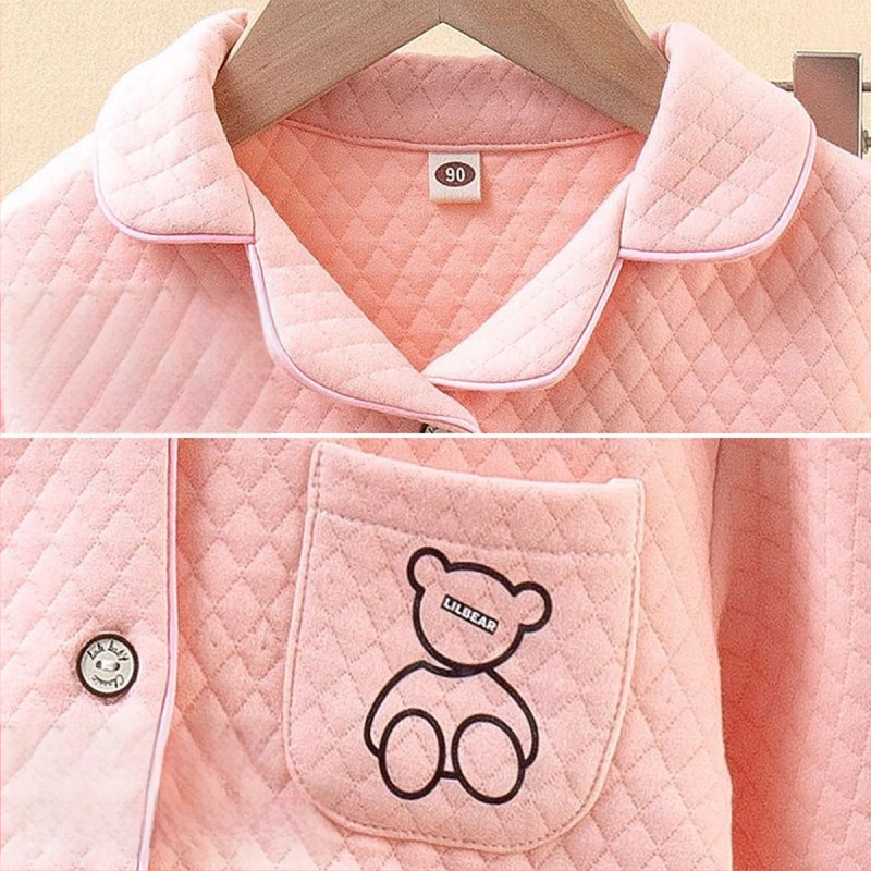 Vaikų pižamos ruden–žiemos sezonui, trijų sluoksnių šiltinimo užpildas, unisex, vaikams 3–8 m., namų drabužiai, kasdieninis stilius