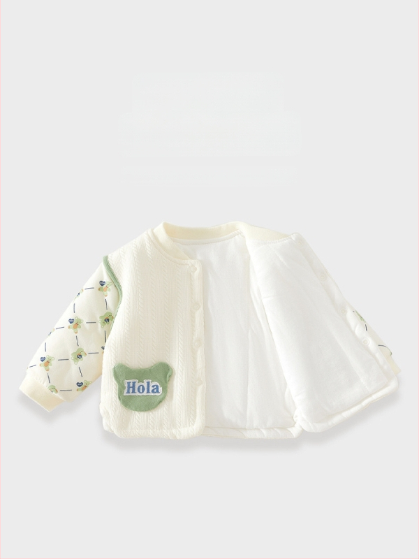 Beebi puuvillane talvetopp V-kaelusega, väliskangas 95% puuvill, sisemine 100% puuvill, pehme töötlemine, vanus 1–3 aastat