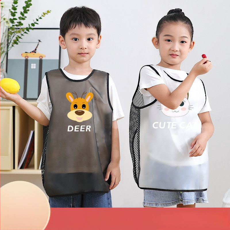 Vaikams skirta vandeniui atspari dažymo smock be rankovių su karikatūrų raštu, poliesteris, 3–8 metų amžiaus