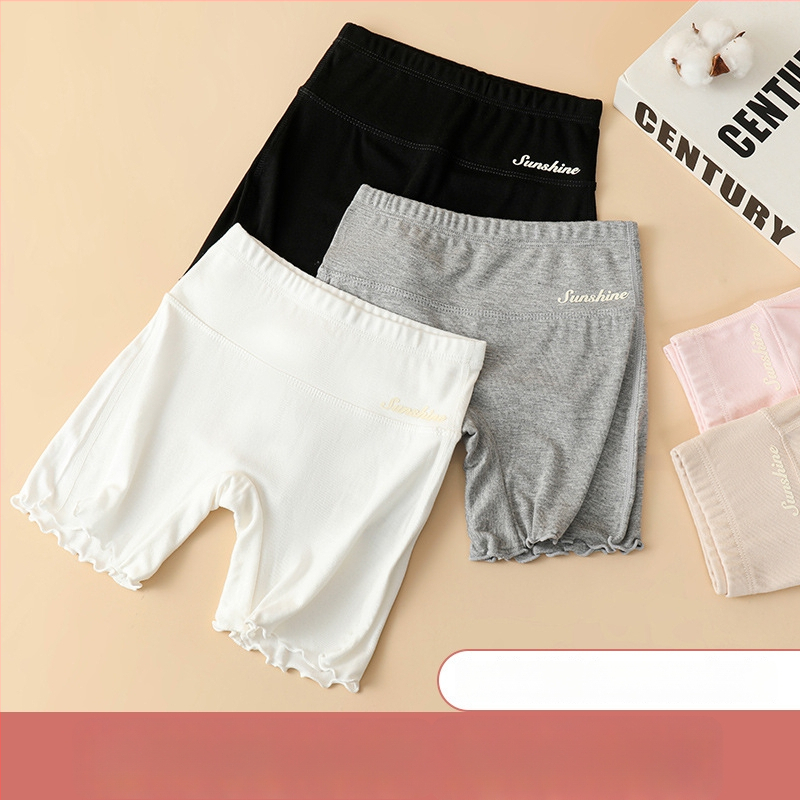 Mergaitės medvilniniai saugumo šortai, aukštas juosmuo, apsauga nuo permatomumo, 2-in-1 apatinių drabužių vasarai, 80% medvilnė, pavasaris 2025
