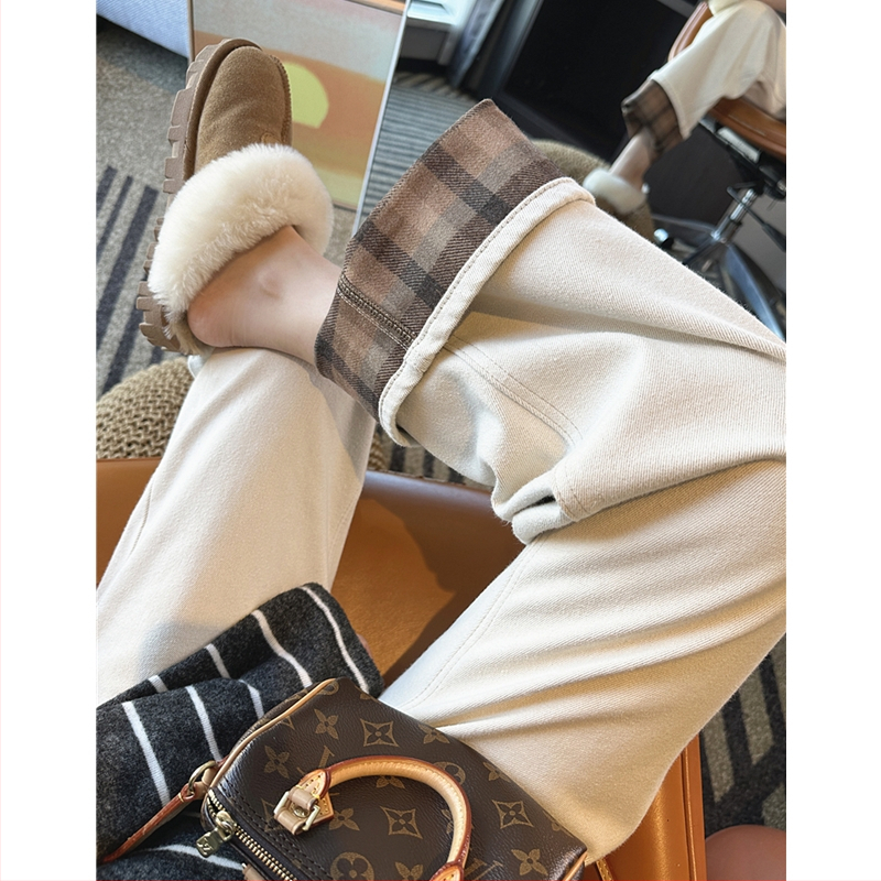 Džíny z denimu s vysokým pásom a širokým strihom, zmesou spandexu, plná dĺžka, zimná kolekcia 2024