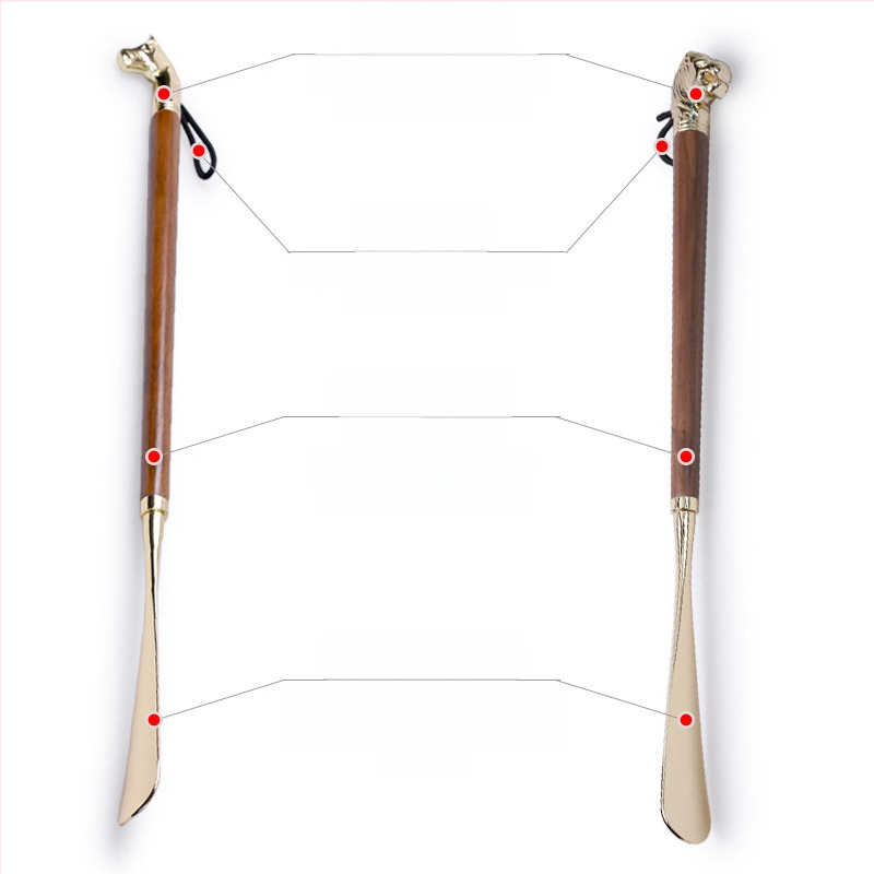 Riešutmedžio medienos batų pakėlėjas su auksu dengtu, modelis 2-201, stilius figūrinis, kasdienis, Auspicious Foot