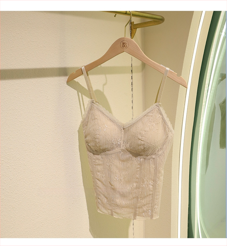 Nylon top ar krūšu wrap, Franču stilā veste, 3/4 kauss, plāns veidots kauss