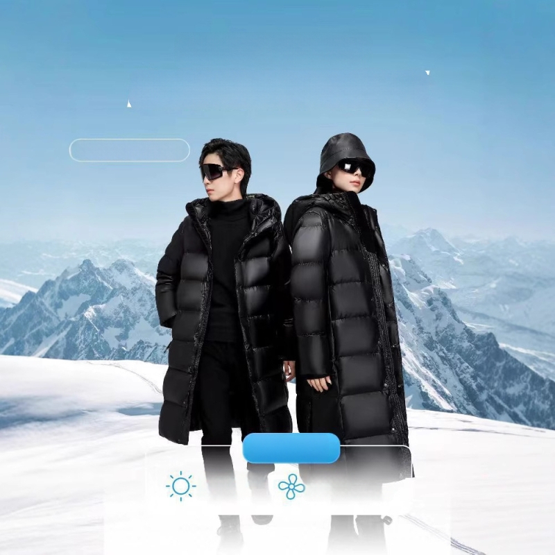 Bunda s bielym husím perím, 86–90% obsah peria, ultra hrubá, nylonová vonkajšia látka, kapucňa