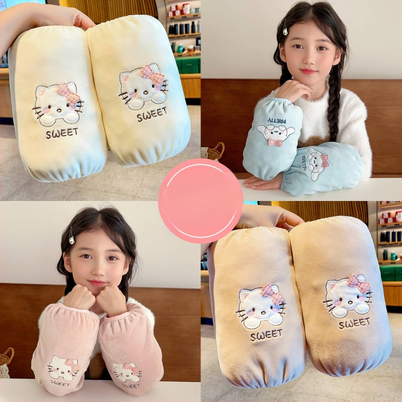 Vaikų rankovių apsauginiai dangteliai – nuo nešvarumų, flanelės pamušalas, siuvinėjimas, karikatūros raštas, amžius 1–8 metai